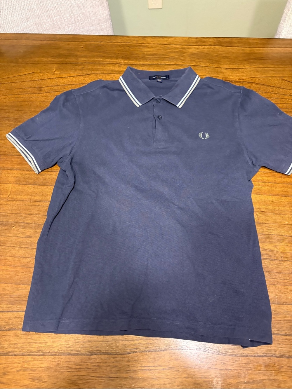 Fred Perry Navy Polo with White Twin-Tip Collar